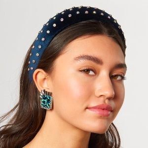 Lele Sadoughi Padded Navy Crystal Headband